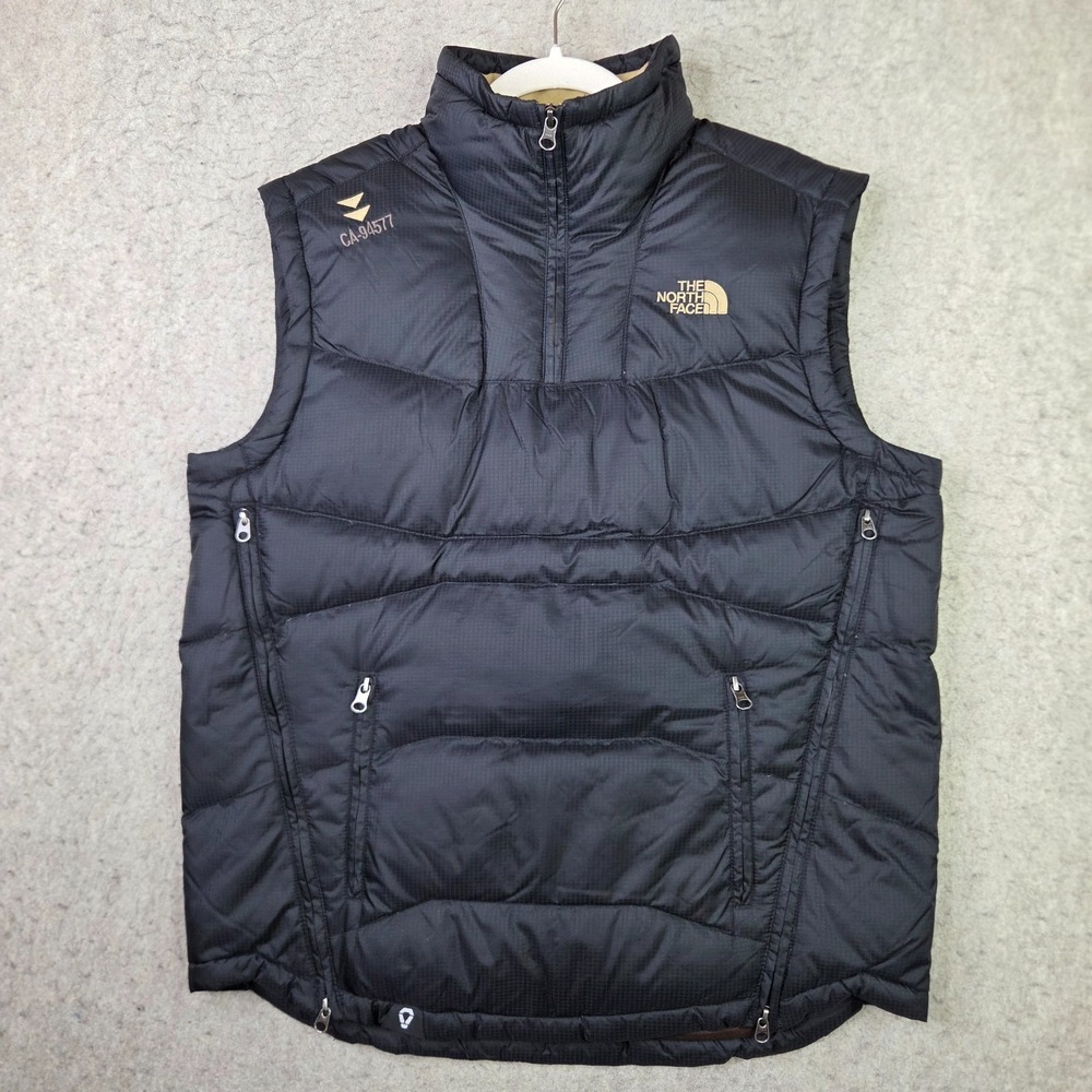 North Face Cryptic Puffer Vest 700 Fill Down Black Ripstop Men's M 1/4 Zip